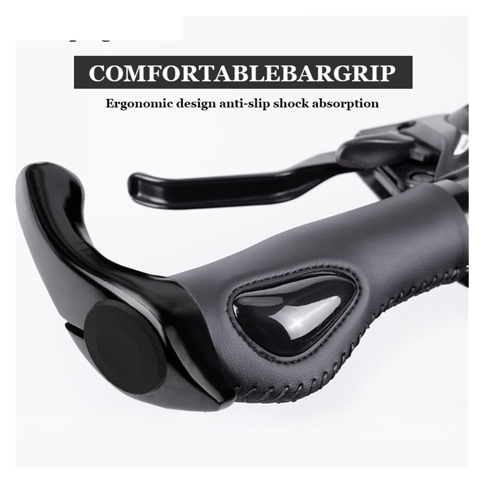 MTB Rindsleder Griff Fahrrad Retro Fahrrad Griff Griffe Fahrrad Lenker PU Leder Lenkrad Fahrrad Schloss Auf Vintage Legierung Griff(Black)