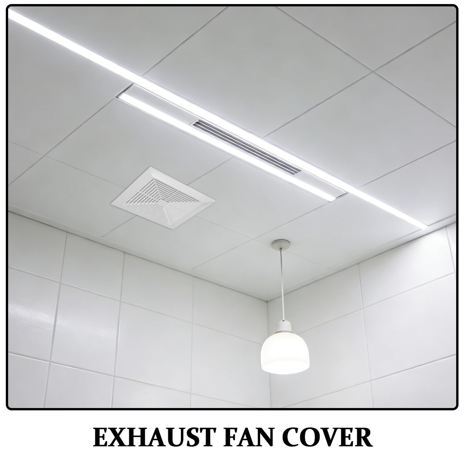 Cabilock Bathroom Exhaust Fan Cover 14x14 Inch White Plastic Vent Grille with Springs for Ceiling - 4