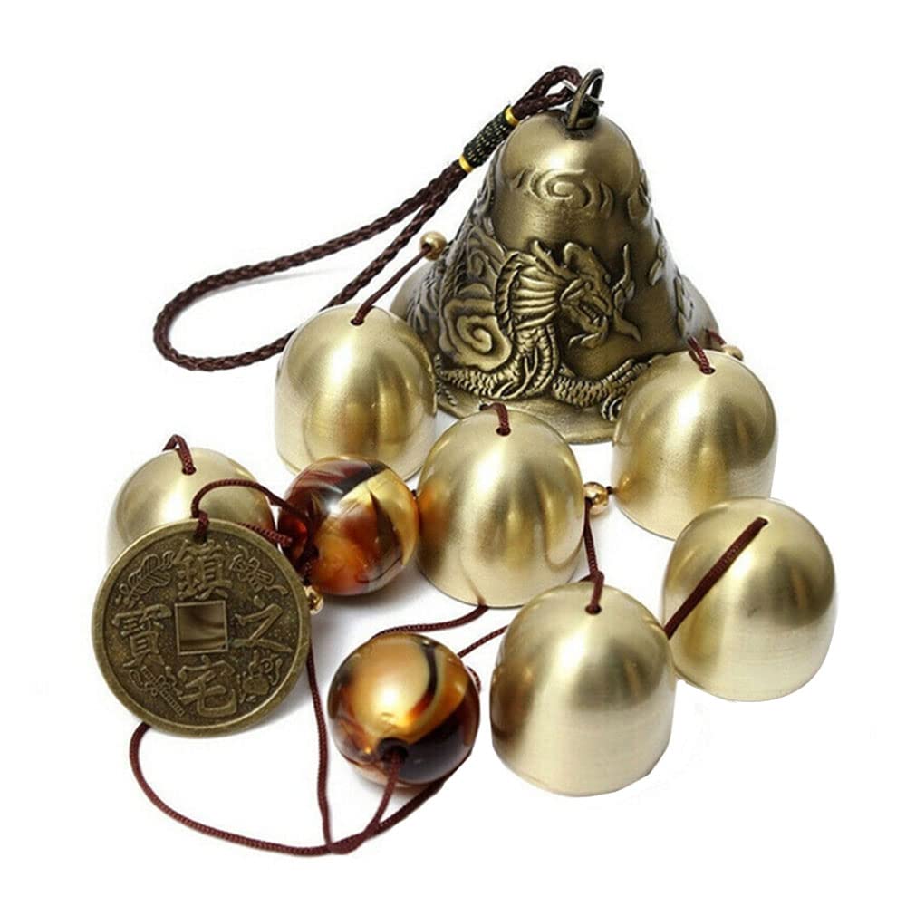 Acxico 1Pcs 6 Copper Bells Outdoor Metal Wind Chimes Yard Garden Hanging Ornament Decor 50cm