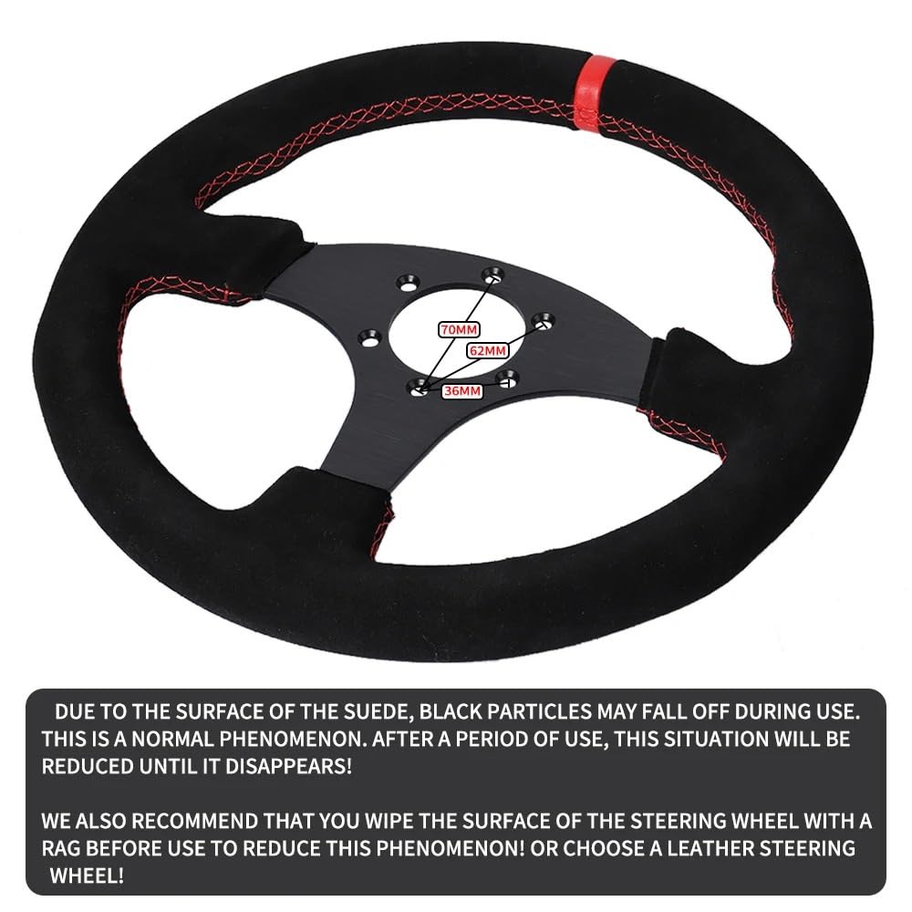 Volante da Corsa universale,Volante da Corsa Volante piatto da 330 mm in pelle scamosciata con telaio in alluminio da 13 pollici da corsa(B)