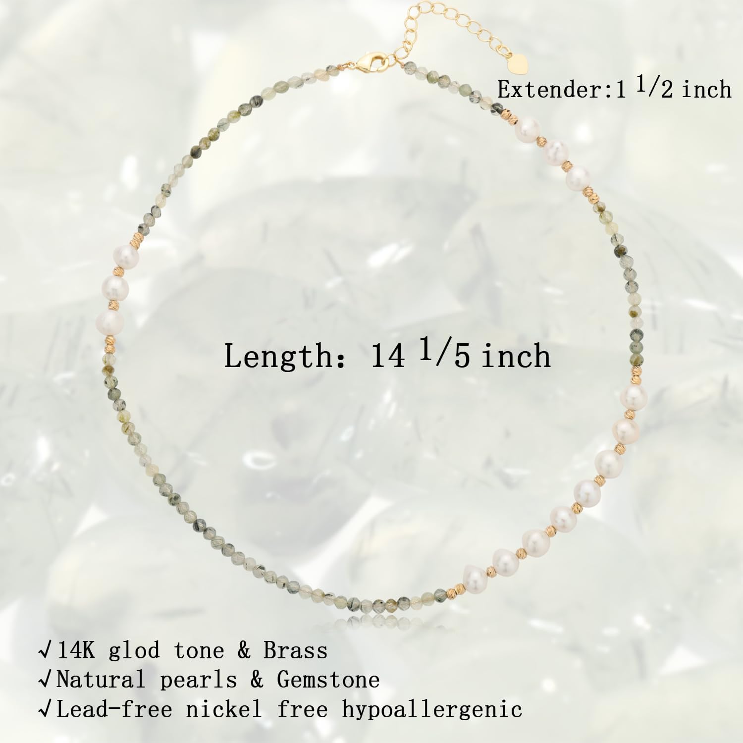 Beaded Gemstone Choker Necklace for Women,Turquoise Peridot Black Spinel Baroque Pearl Strand Necklace, Minimalist Luxury Handmade Christmas Jewelry Gift for Her - Image 6