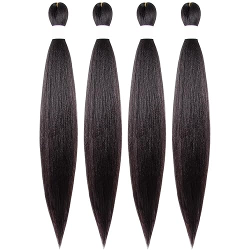 Cabello trenzado preestirado de 30 pulgadas, 4 paquetes, extensiones de cabello largo para trenzas, cabello sintético preestirado 4#(marrón)