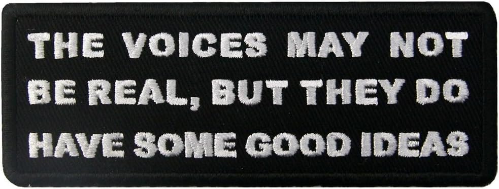The Voice May Not Be Real Funny Badge Embroidered Biker Emblem Iron On Sew On Patch