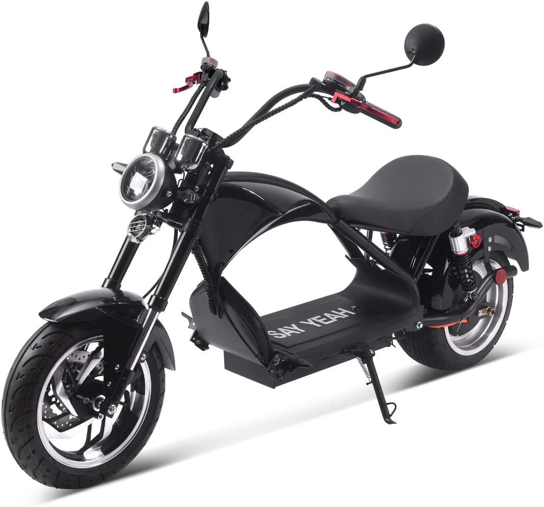 SAY YEAH M3 Fat Tire Electric Scooter for Adults - 2500W Motor, 37Mph, 60V 20ah Lithium Battery, Lowboy Harley With Reverse Gear, Citycoco Commuter