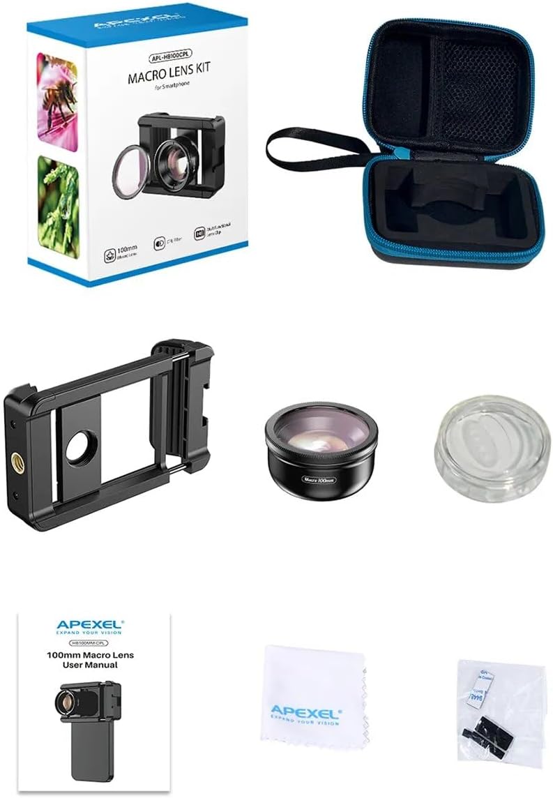 10X Macro Lens Kit Phone Camera Lens + CPL Filter 17mm Thread Phone Clip Clamp Mount Holder with Cold Shoe Mount for Smartphone (Macro Lens Combo)