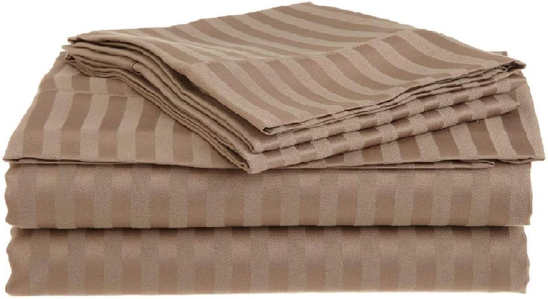 Yarns of Cotton Sky Blue Stripe Queen Size Sleeper Sofa Bed Sheet Set - Luxury 100% Egyptian Cotton - 4 Pcs Sheet Set - Fits Mattresses Up to 6" Inches Deep Pocket