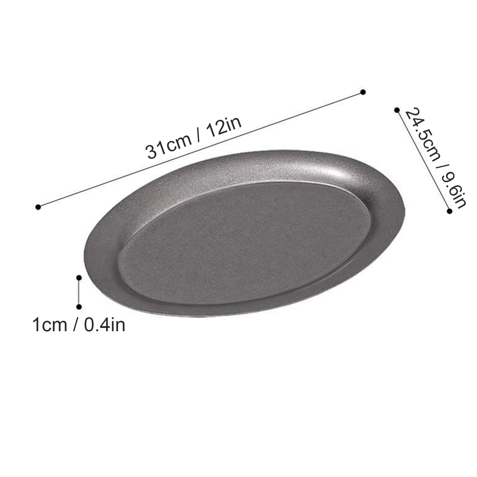 Bandeja de metal ovalada de acero inoxidable para alimentos, diseño retro, acabado esmerilado, ideal para servir pan y postres en cafeterías