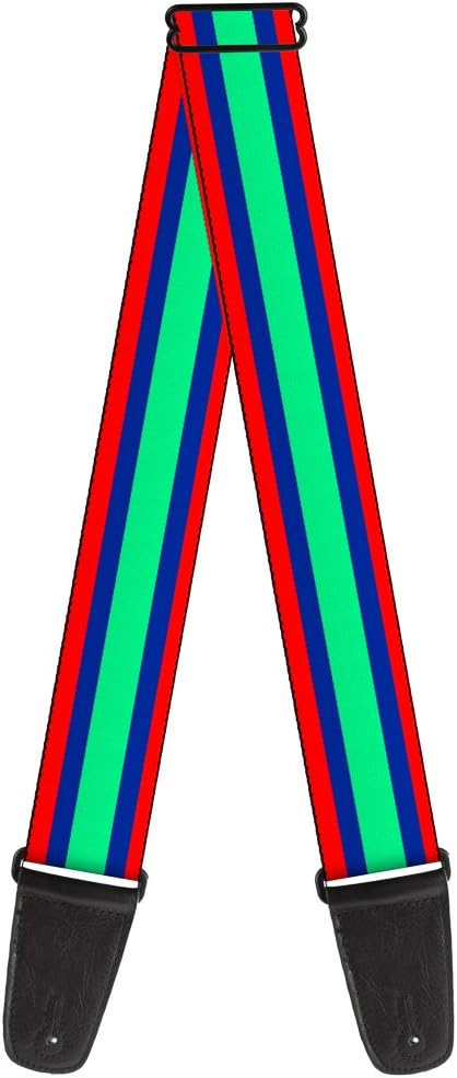 Buckle-Down Guitar Strap Stripes Red Blue Green 2 Inches Wide