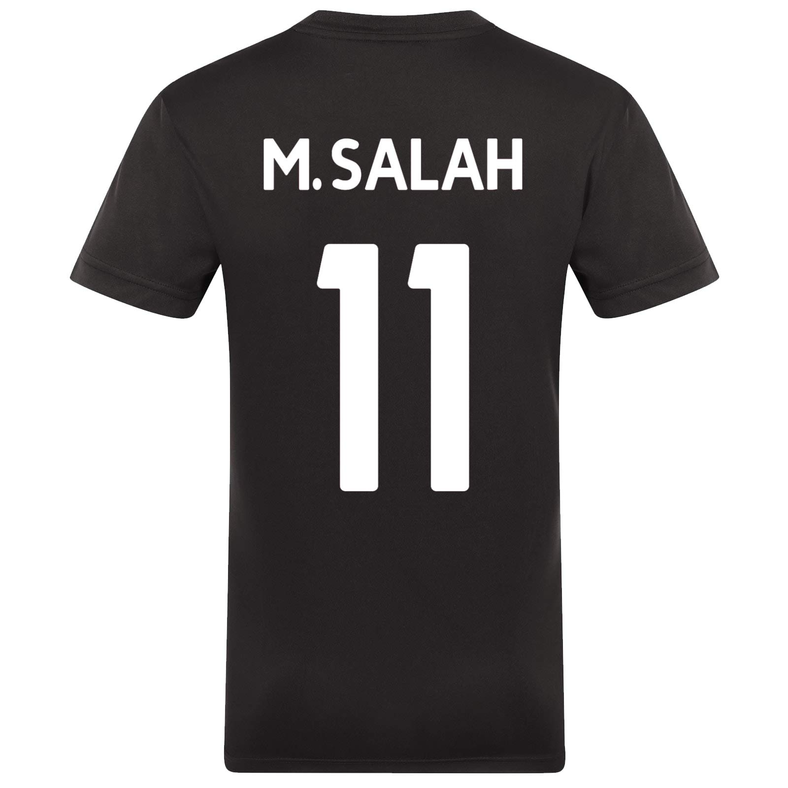 Liverpool FC Boys Salah 11 Poly T-Shirt Black Red Stripe 8-9 Yrs