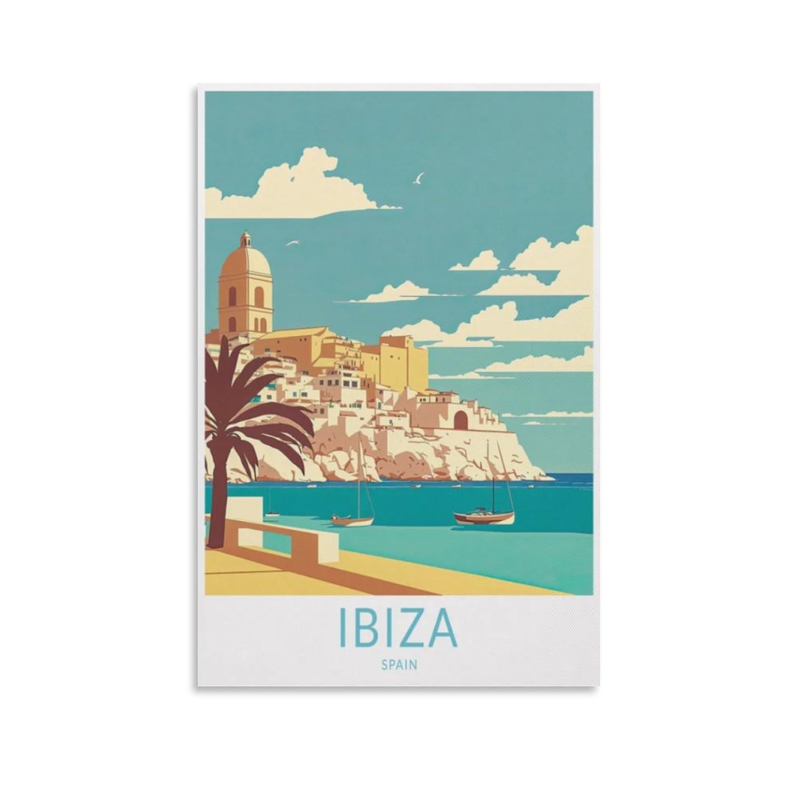 Ibiza Spain Vintage Travel Posters Lake 12x18inch(30x45cm) Wall Art Picture Print Canvas Art Poster Modern Family Bedroom Decor Posters