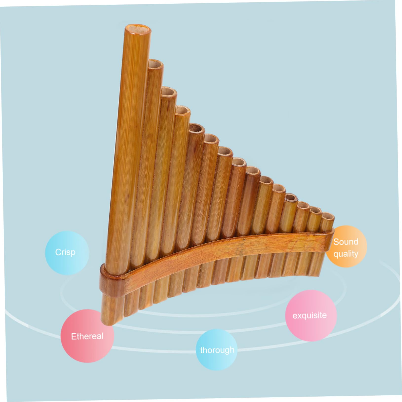 Flauto di Pan in Bambù a 15 Tubature Tono G Medio per Mano Destra, Strumento Musicale Portatile e Preciso per Educazione Musicale