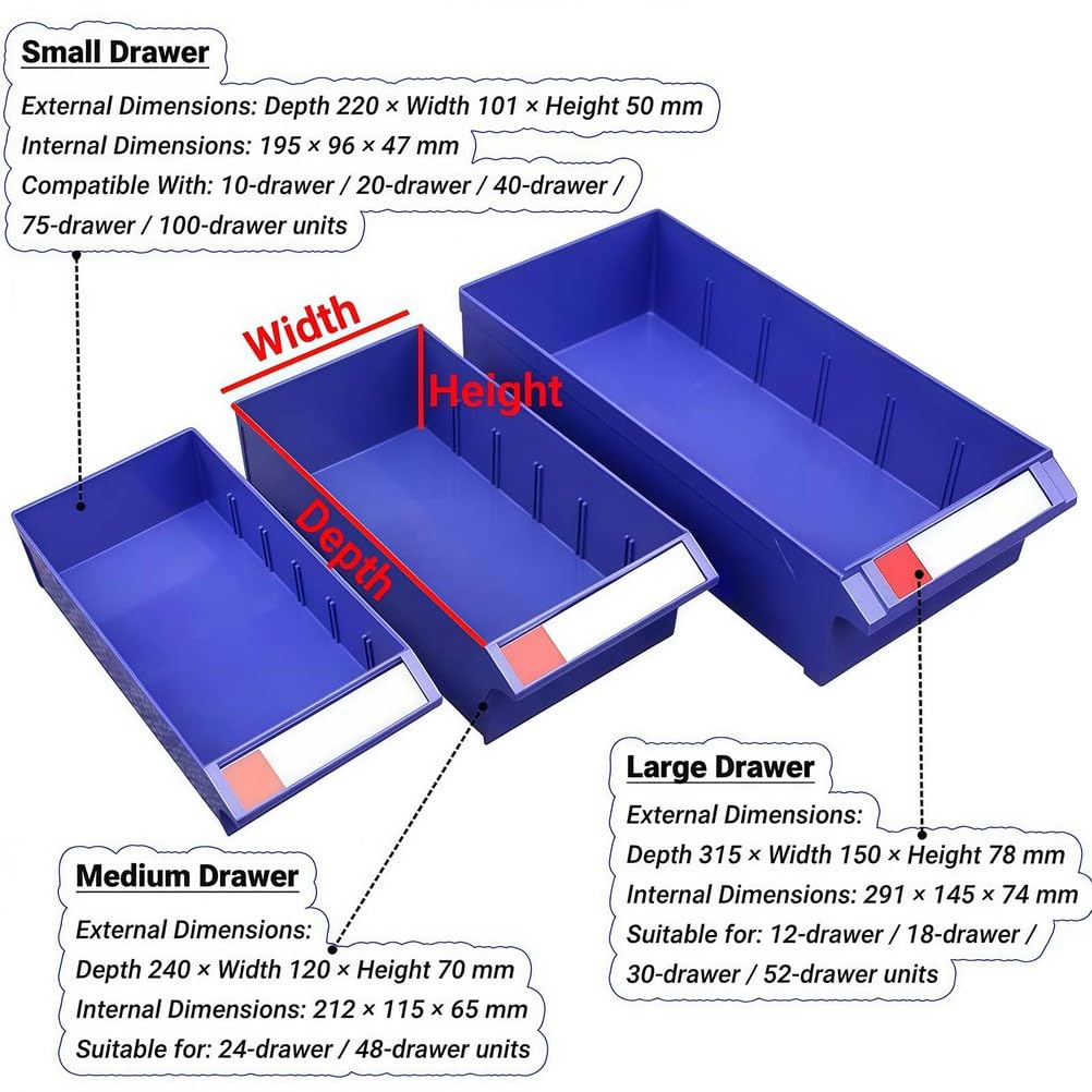 Armadietto per attrezzi, in ABS resistente, perfetto per garage, officina e forniture per ufficio, efficace sistema di cassetti per un facile accesso e organizzazione