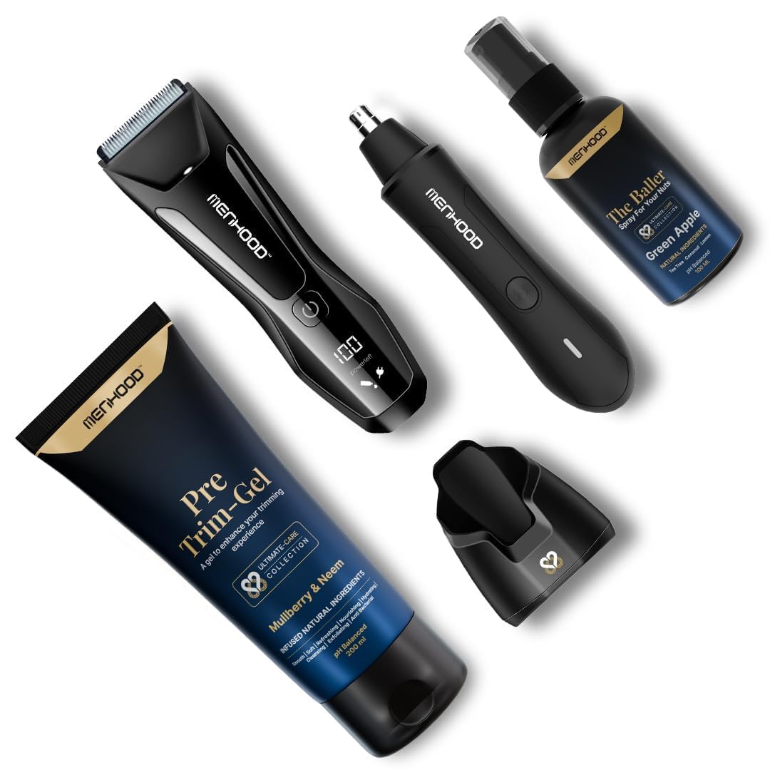 Menhood Up-Down Package 2.0 - Trimmer 2.0, Nosar Nose & Ear Hair Trimmer The Baller (Balls Spray) Pre-Trim Gel | Skin Protection | Travel Essentials Gift For Him | Grooming Kit (Green Apple) (B0C4YQ81SN) Amazon Price History, Amazon Price Tracker