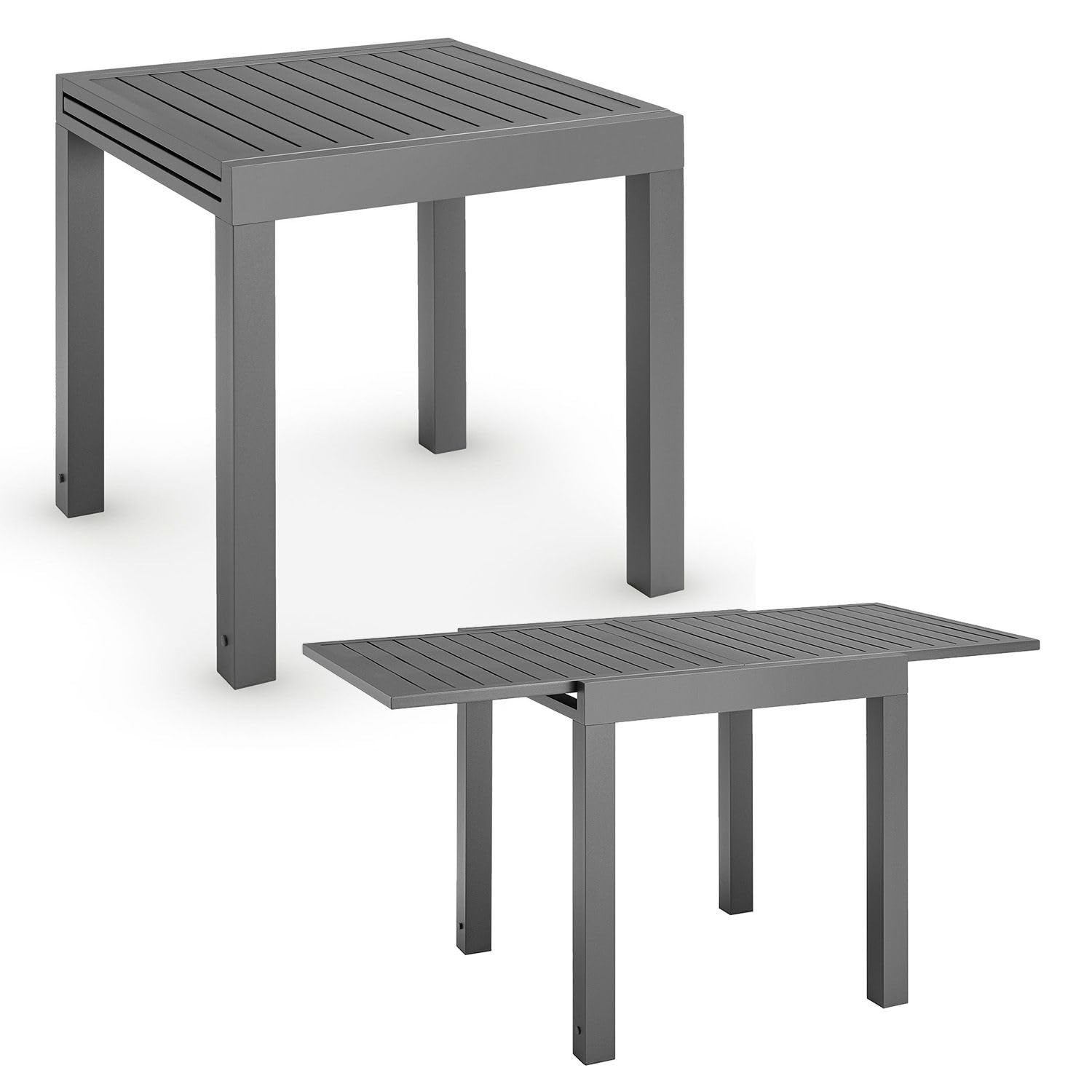 Juskys Gartentisch Laki – ausziehbar, 70x70 cm, Aluminium, Anthrazit