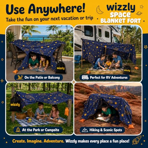 Wizzly Space Original XL Blanket Fort Building Kit for Kids, 4 Blanket Wizzly Toy, Make a Portable Playhouse, Play Tent Boy and Girl Indoor Outdoor Build Set, STEM Children Toy, Ages 4, 8, 12 + by wizzly - Image 6