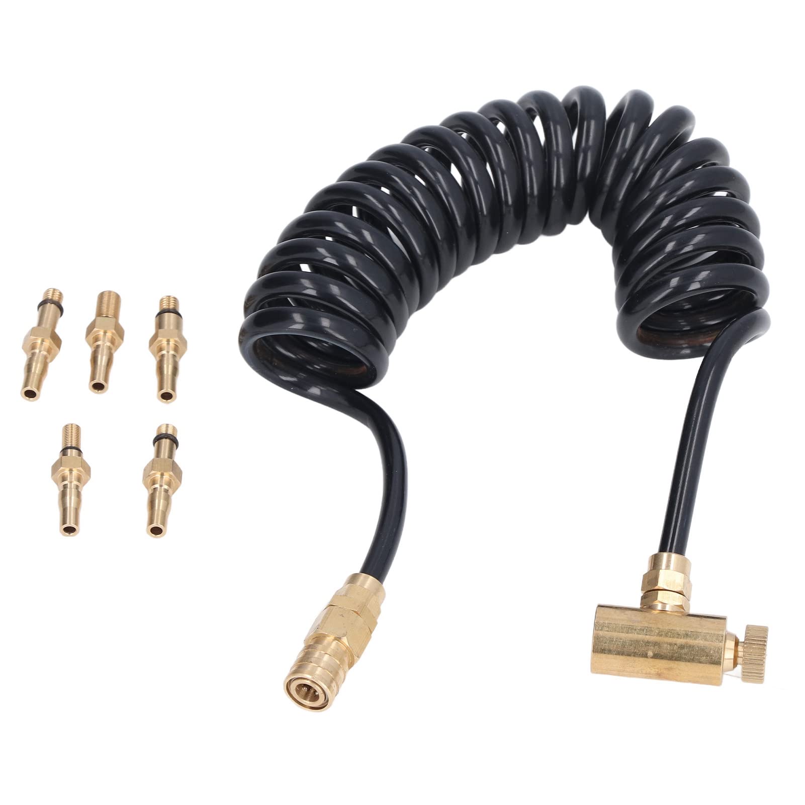 5 Pieds Ensemble de Tuyaux de Paintball, Tuyau Airsoft de 1,5 M Ligne de Tuyau de Bobine À Distance 5X Adaptateur de Déconnexion Rapide, pour Bidon de Bouteille de Gaz Vert We-Tech/Nuprol/Puffdino