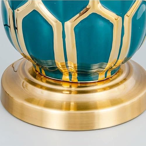 Miniatura 7 de JITEM Lámpara de Mesa Lámpara de mesa de cerámica verde moderna y contemporánea de tela de tambor de pantalla de escritorio, decoración de oficina