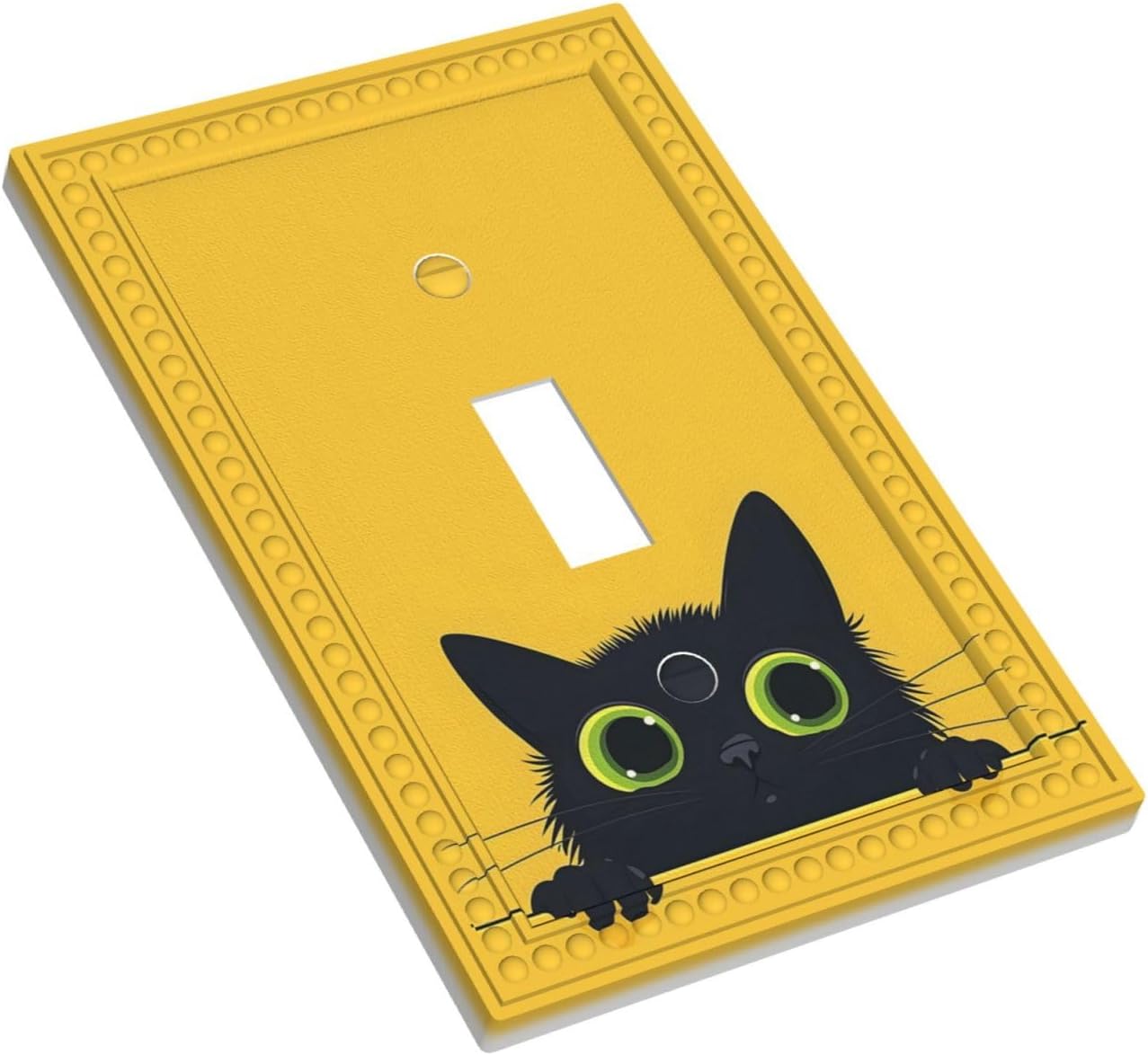 Funny Cute Lovely Black Cartoon Cat Kid Kitty Animals Yellow Eyes Cat Decorative Single Toggle Device Decorator Outlet Light Switch Wall Plate Cover 1 Gang Electrical Faceplate Switchplate Cover image 3
