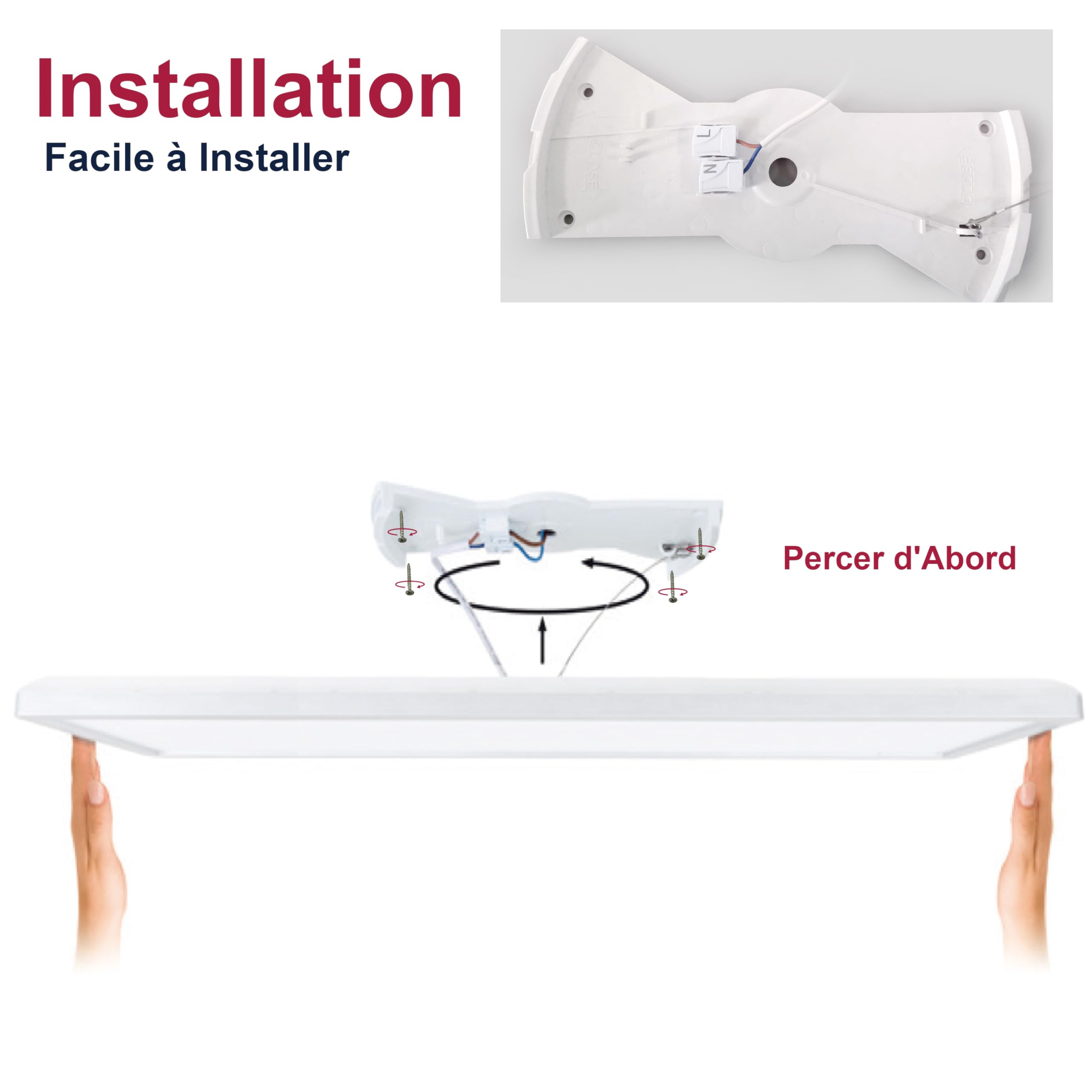 BestLuz LED Plafonnier Plat Rectangulaire 58x20cm 24W 3000lm Trois Niveaux Gradation LED Panneau Blanc Neutre 4000k Avec Effet de Rétroéclairage Salle de Bains Chambre Salon Cuisine Ultra Mince