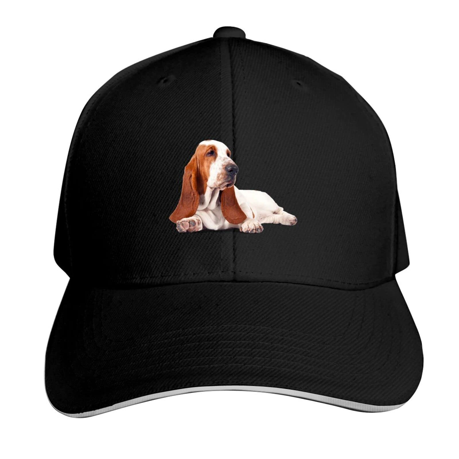 Hdadwy Unisex Basset Hound Dog Black Basset Hound Dog Baseball Cap Adjustable Sport Sandwich Cap Trucker Hats Classic Hip Hop Peaked Hat For Men Women