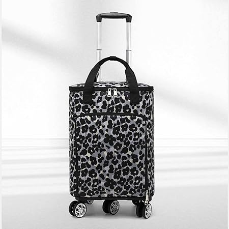 Amazon ショッピングキャリー 旅行バッグ お買い物カート 折りたたみ式 大容量 高さ調節ができる持ち手 5輪 ダブルキャスター 360度回転 便利グッズ 多機能 おしゃれ 女性 荷物運び アウトドア ヒョウ柄 蝶柄 黒 Ramemo ショッピングキャリー 通販