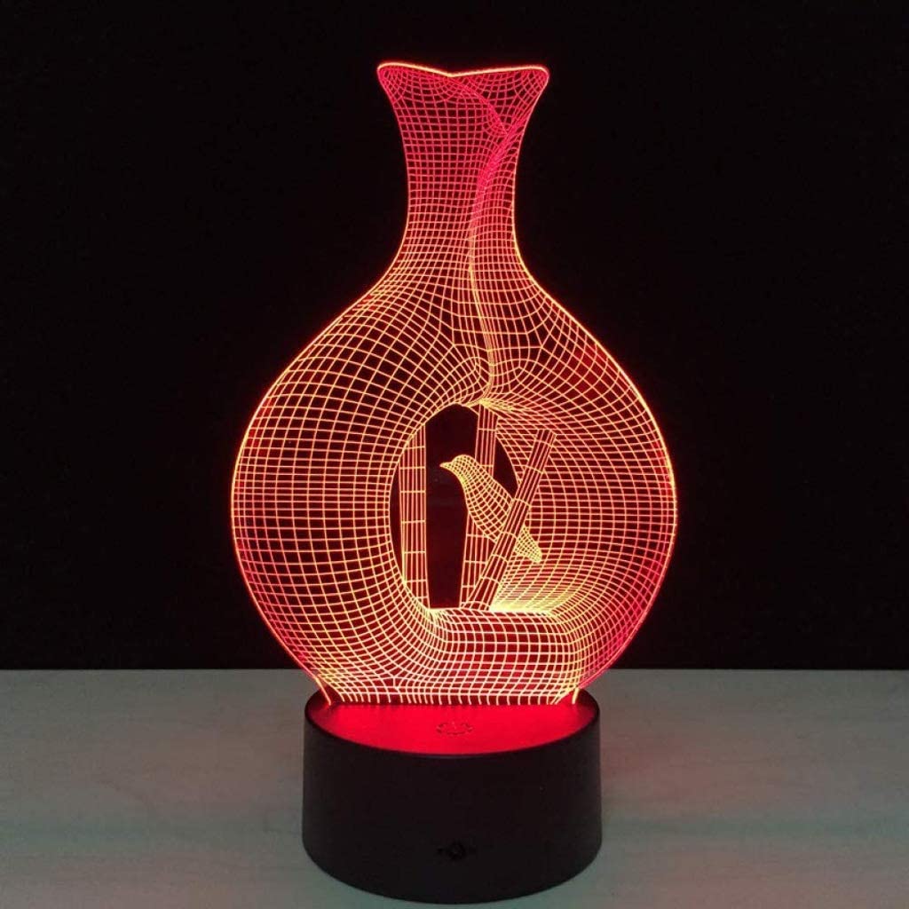 Veilleuse 3D, lampe de chevet pour chambre à coucher, lampe de table d'oiseau, 7 couleurs, lampe LED visuelle, décoration de sommeil pour bébé