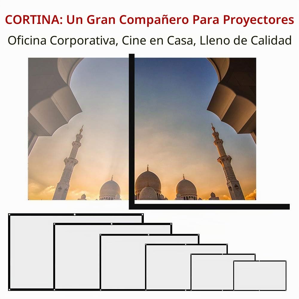 Pantalla Proyección,16: 9 HD 4K Portátil Plegable Blanca Pantalla de Proyector Compatible con ángulo Visión 160 Grados para Exteriores Interiores Escuelas Cine en Casa (150"-332cm(W) X 187CM(H))