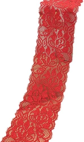 Vintage Flora Patrón festoneado borde encaje adorno DIY artesanía luz delicada cinta 2.5 pulgadas ancho 5 yardas rojo