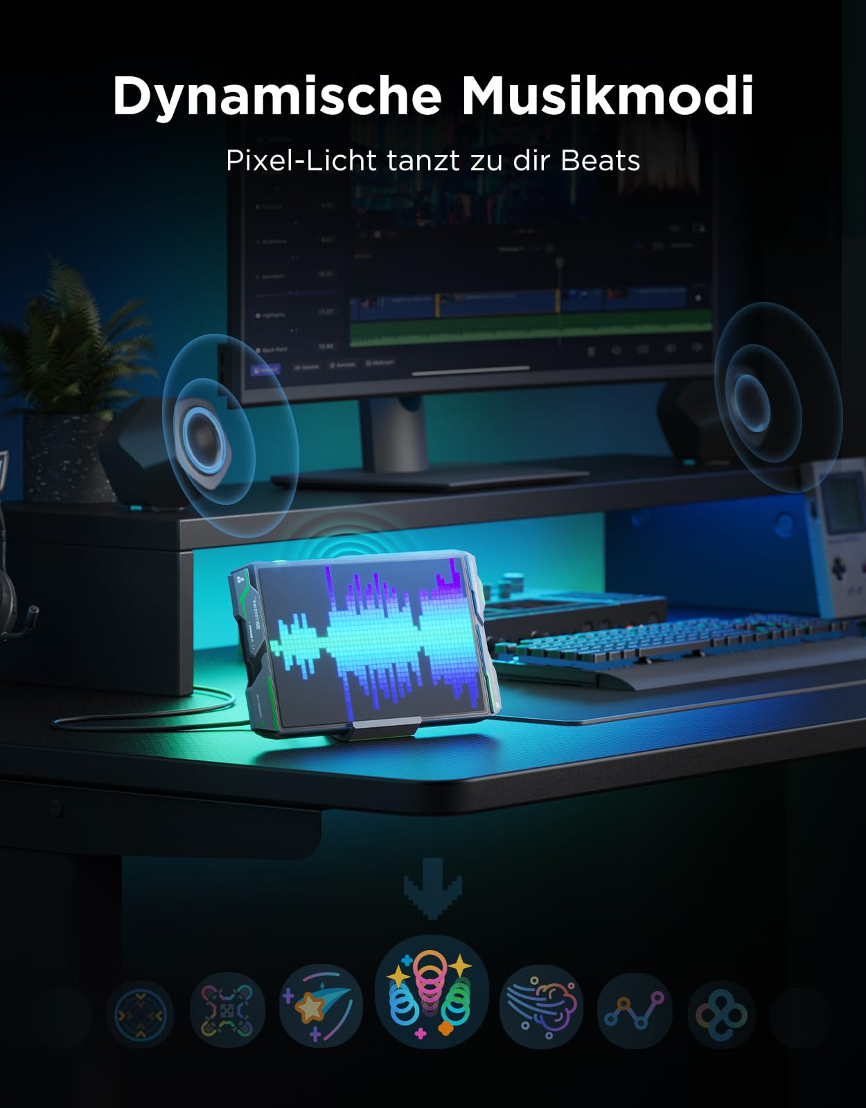 Govee Pixel Licht Gaming Rechteck, 52x32 RGBIC Pixel Art LED Panel, DIY, 150 Szenenmodi, 10 Musikmodi, AI, Alexa, Google Assistant
