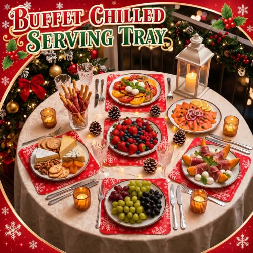 Image of LemonRoad 6 Pcs Snowflake Cooling Mat for Food Buffet Table, 9 x 9 Inch