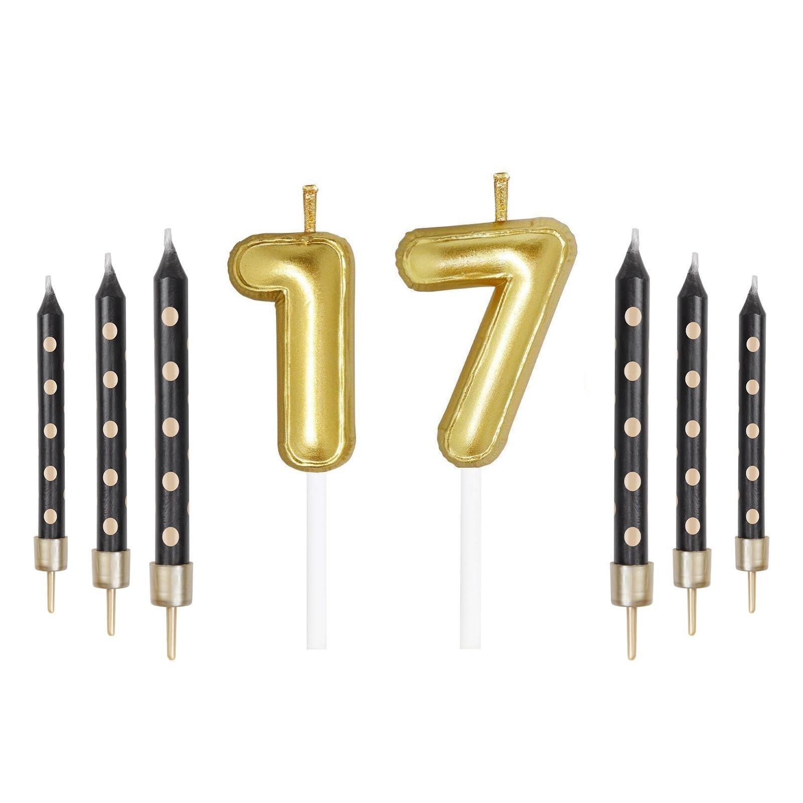 Gold Number Candles,Gold Candle for Cake,17 Birthday Candles,Wedding Decorations,Gold Cake,17th Birthday Cake Topper,Birthday Card Number Candle 17,
