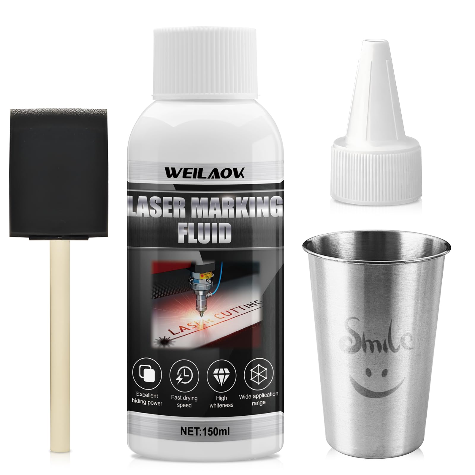 WEILAOK Laser Marking Fluid, Laser Marking Powder Suitable for Laser Engraving of Various Metals Fast Drying Speed