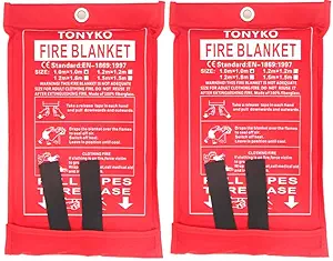Tonyko Emergency Surival Fire Blanket Designed for Kitchen,Fireplace,Grill,Car,Camping (2, White)