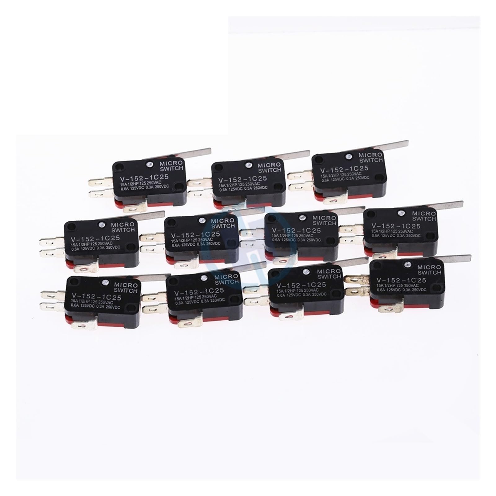 BKGWCSOR 10Pcs V-152-1C25 SPDT 1NO 1NC 3Pin Short Straight Hinge Lever Limit Switch Switches