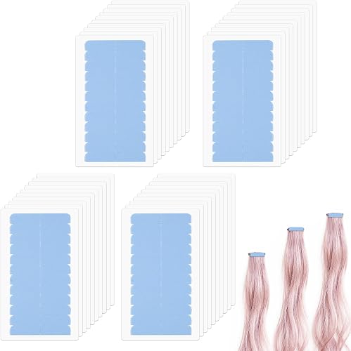 480Pcs Hair Extension Tape, Double Sided Hair Tape Human,Adhesive Replacement Tape for Hair Extensions, Human Hair Tape Tabs Tape in Extension Replacement Tape Wig Tape, Wig Tape Beauty Tools(Blue)