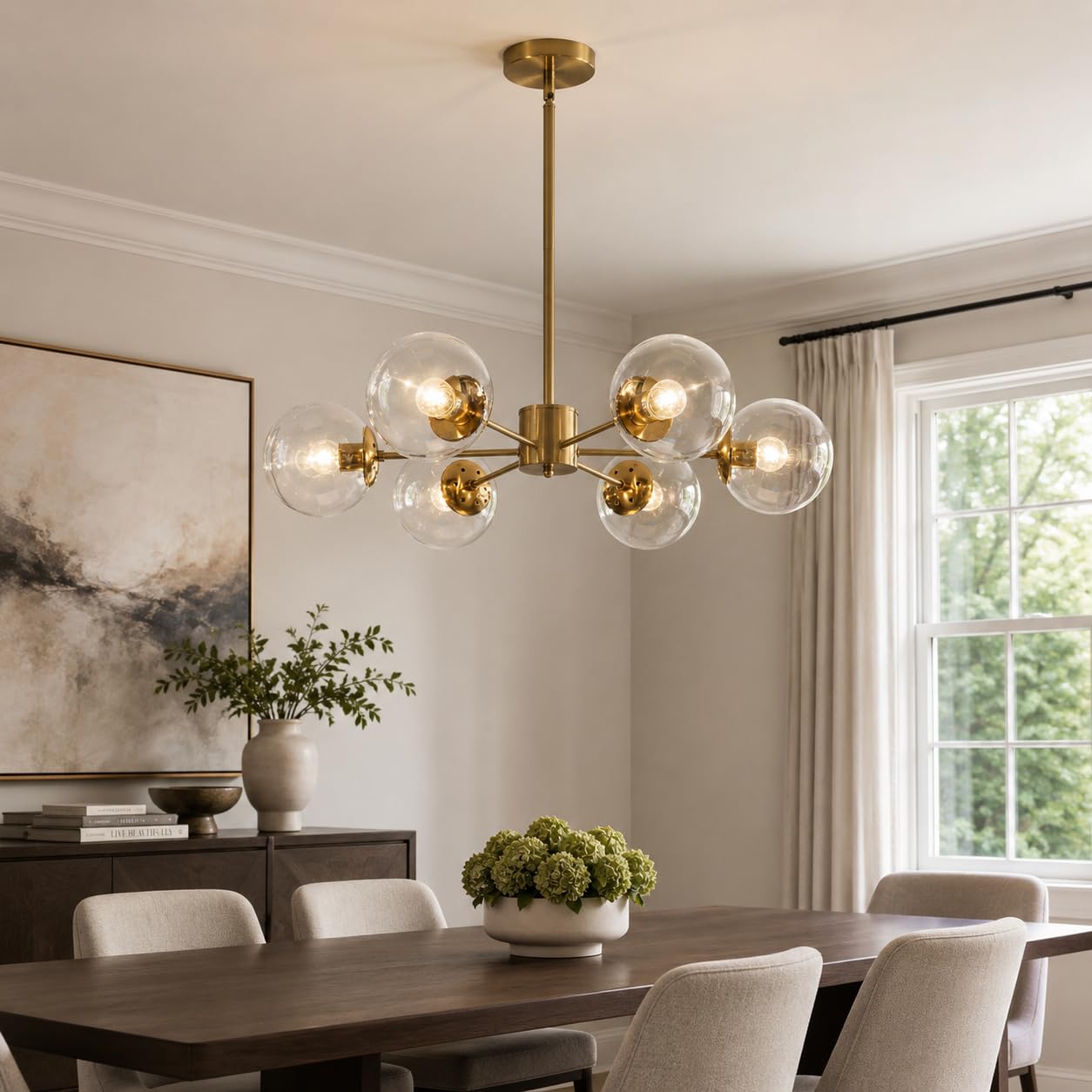 KCO Lighting Moderno Sputnik 6 luci Lampadario Ottone Dorato Globi Vetro