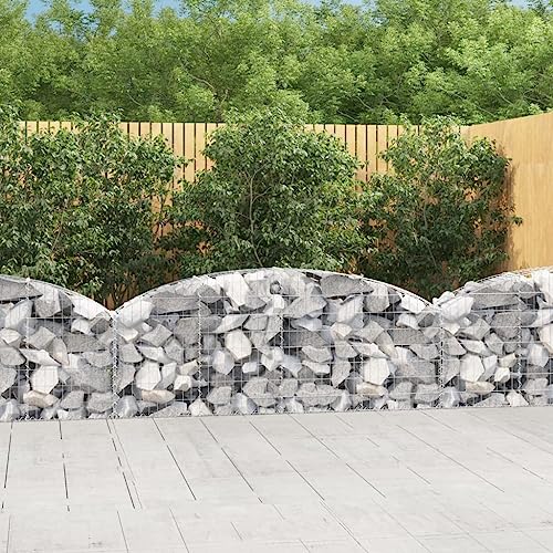 HaoChrymec Gabion à Arceau Haut with Fer Galvanisé, Design Pratique, Gabion Jardinière, Panier à Pierre, Parterre Surélevé en Gabion, Jardin Extérieur, 200 x 30 x 60/80 cm