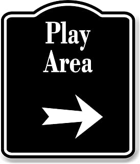 Play Area Zoo Right Arrow BLACK Aluminum Composite Sign, 15"x18"