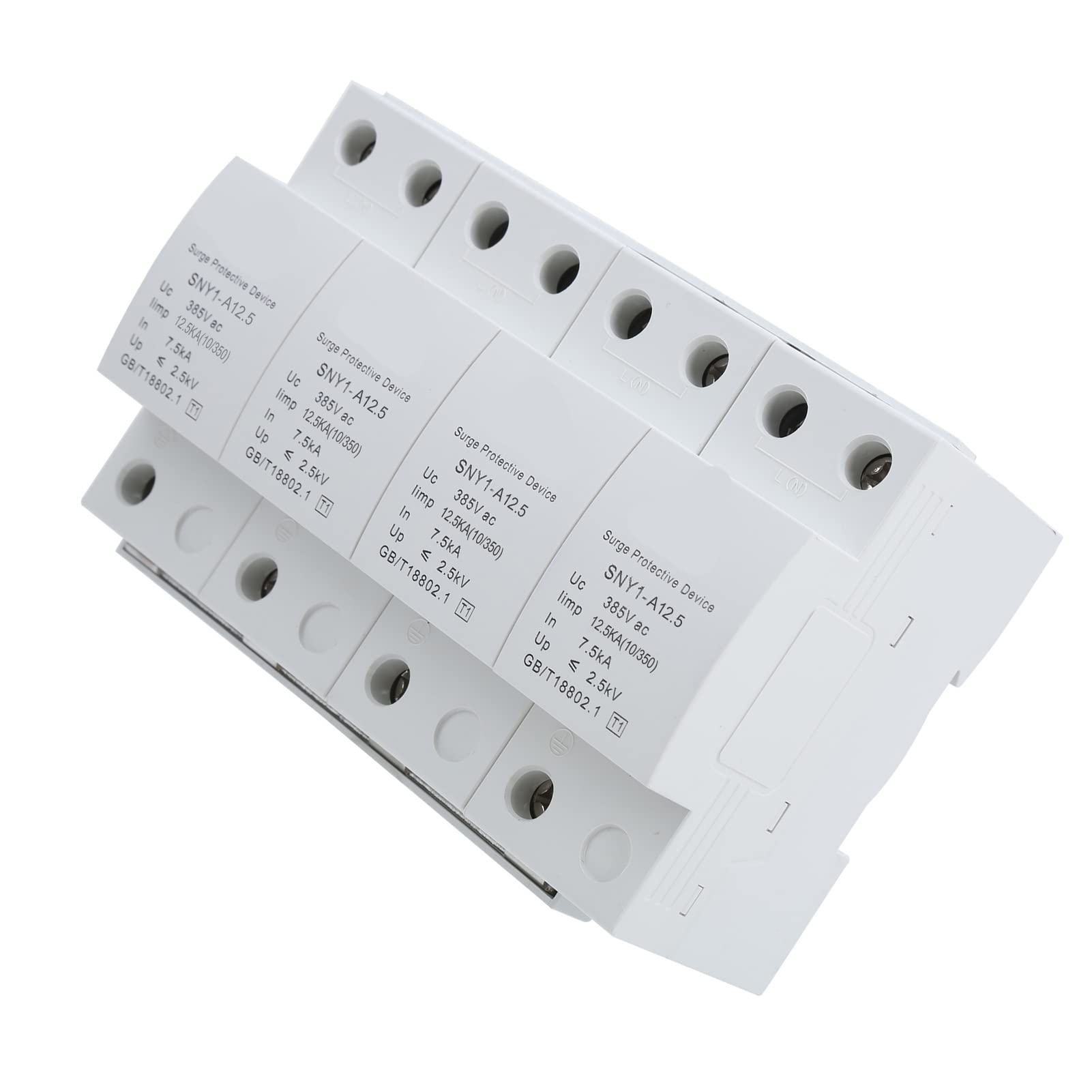 Cocoarm Protector contra Sobretensiones 4P Dispositivo de Protección contra Sobretensiones 385VAC PBT Enchufe en Carril DIN Tipo 80KA Respuesta contra Rayos Base Reutilizable IP20 para Gabinete de