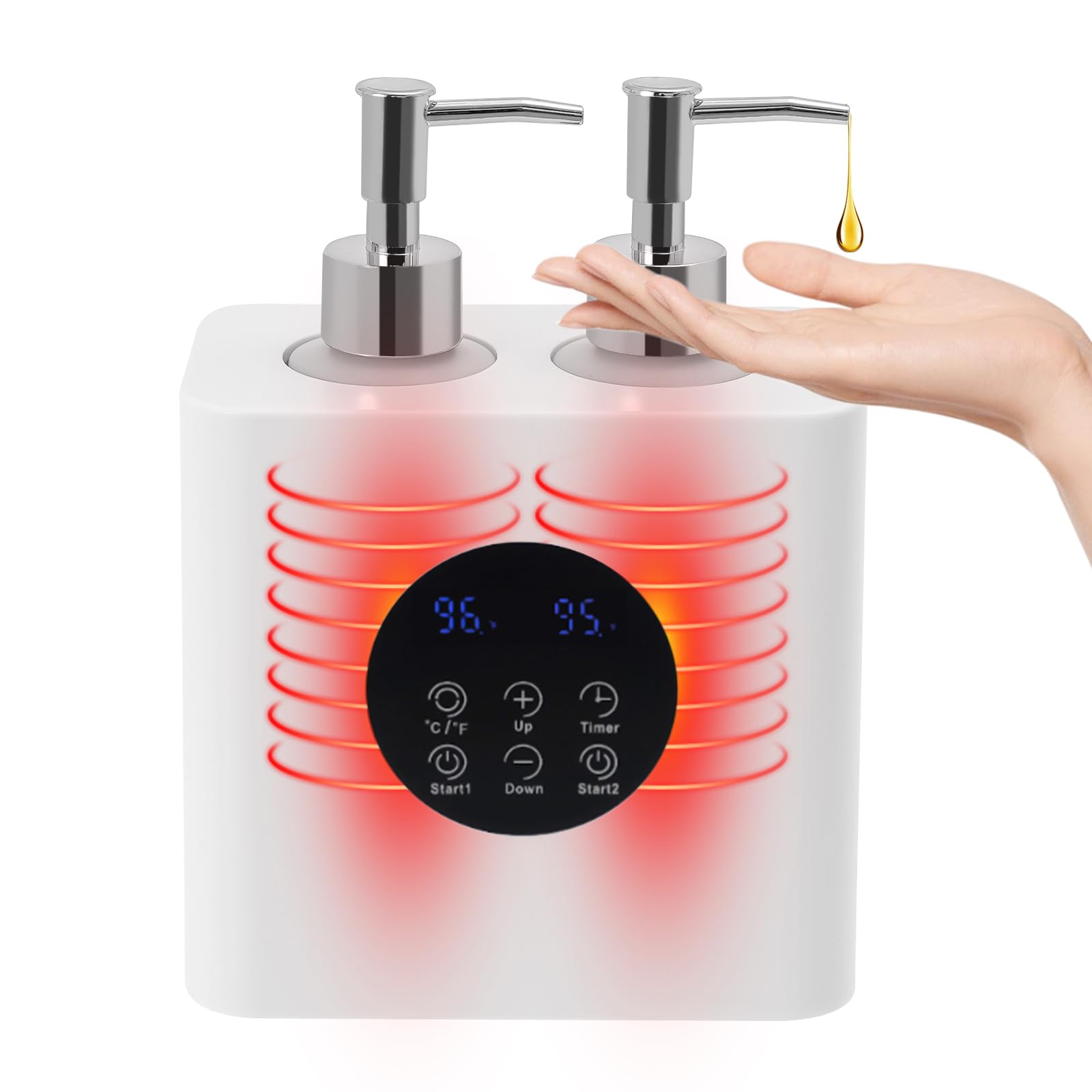 Massageöl Wärmer, elektrischer Lotion Heizung mit 4 Flaschen ätherischem Öl, 250ml, für SPA, Salon (Weiß)
