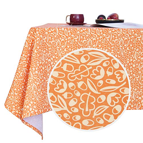Deconovo Mantel Mesa Rectangular Decorativo Antimanchas Rectangular Cocina Festival para Fiesta 132 x 178 cm Naranja