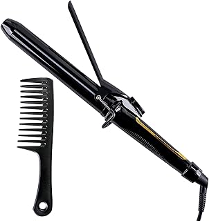 Curling Iron1.25Inch,Long Barrel Curling Iron With Extra Long Ceramic Glaze Coating, Dual Voltage Curling Iron ,Up to 450°F 5 Adjustable Hair Crimper for Women & Girls Professional Hair Styling. Includes a Comb (Color Random）