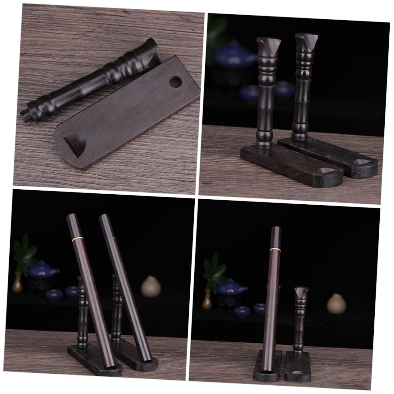 ULDIGI Flute Display Stand Wood Flute Holder Rack Table Organizer Clarinet Holder