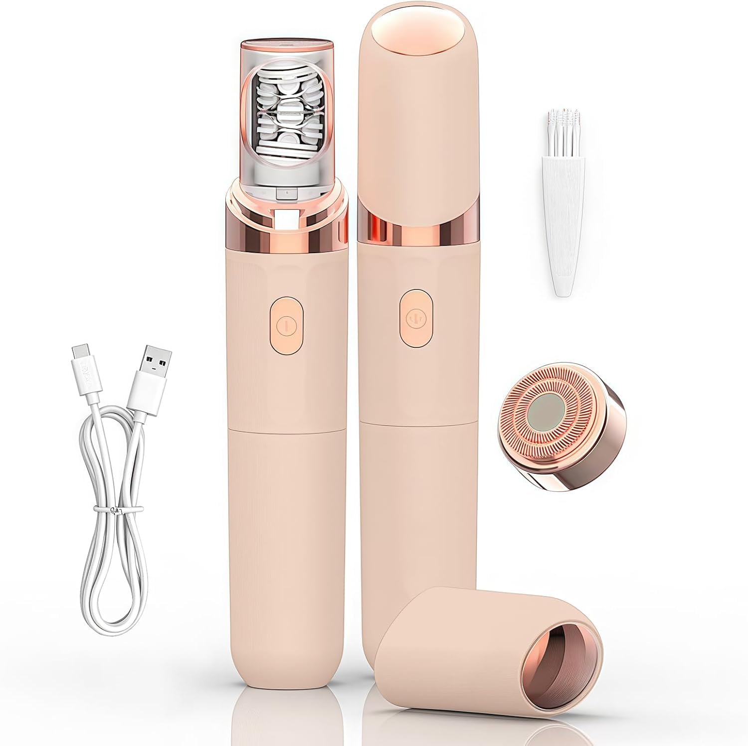 EpilSmooth Epilateur Electrique, USB Rechargeable Avec Lumière LED Intégrée, épilateur Facial Portable 7 en 1 indolore, et Doux pour, le Corps - Solution D'épilation Rapide et Sûre (Rose) - 1