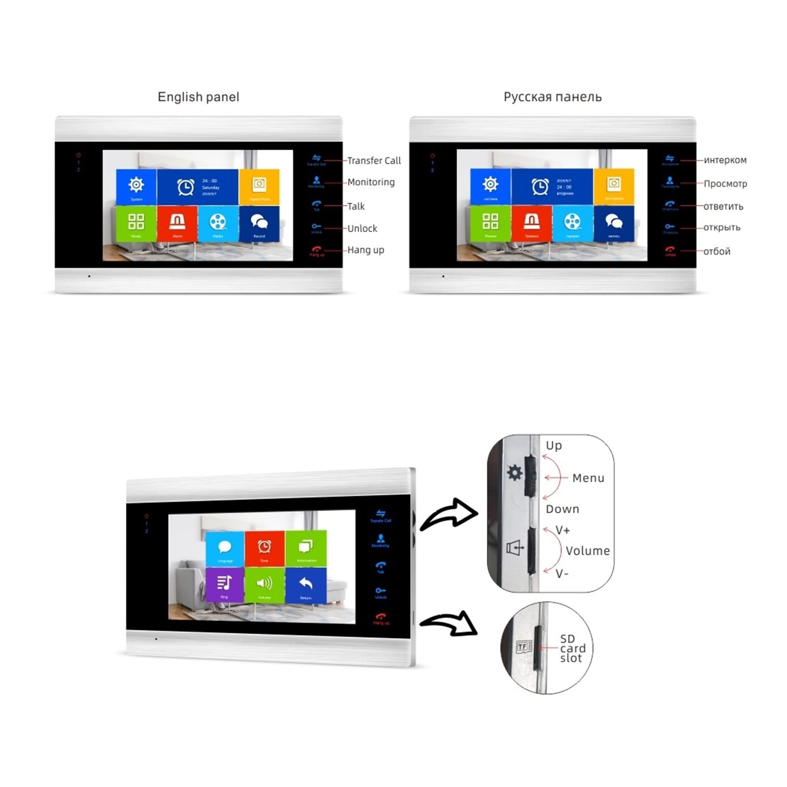 Videocamera per Campanello, di sicurezza for videocitofono 960P AHD come slave con rilevamento del movimento dei messaggi vocali,Allarme Casa,Citofono Smart