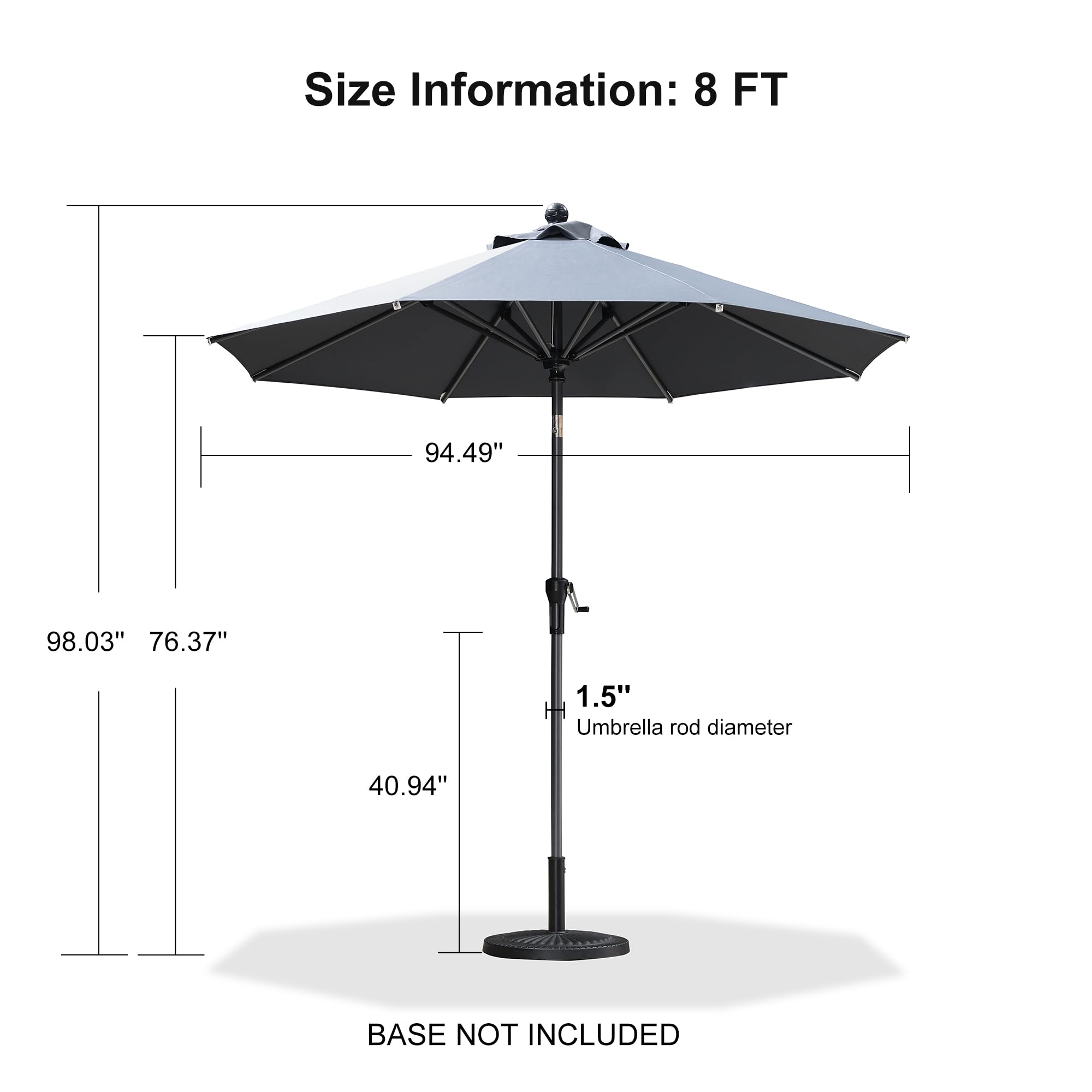 8 round patio umbrella Amazon.com : PURPLE LEAF 8' Round Patio Umbrella Outdoor Table Umbrella  Aluminum Frame Market Umbrella Sun Umbrella with 8 Sturdy Ribs & Tilt for  Garden Deck Lawn & Pool Gray : Patio,