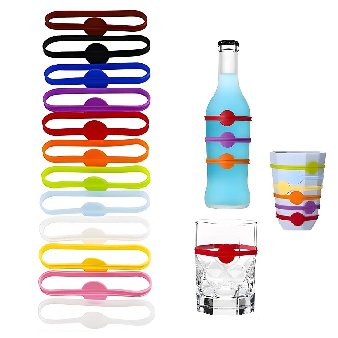 Segnabicchieri In Silicone Per Vino - 12 Colorati E Riutilizzabili Per Feste E Eventi - Foto 5