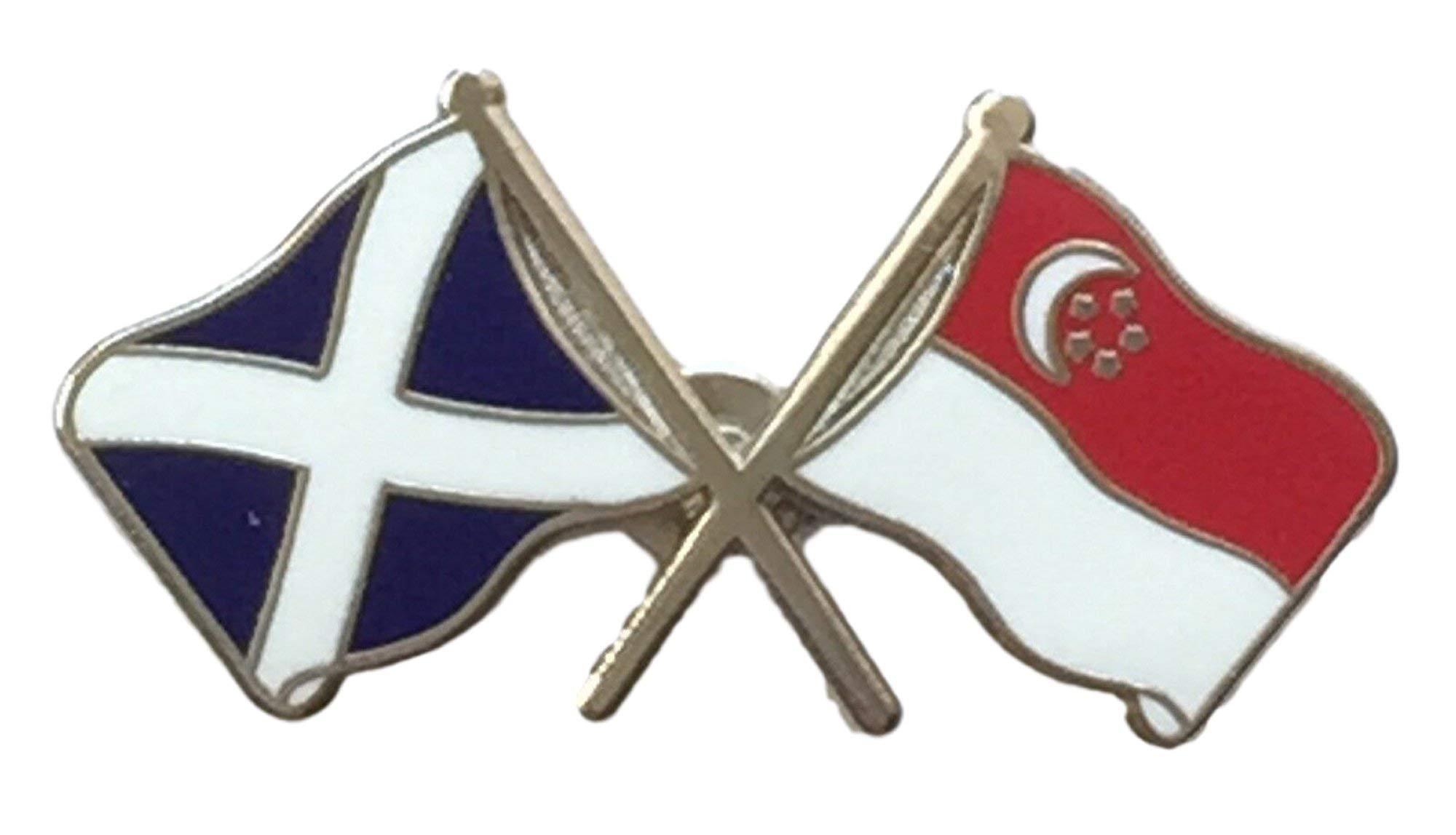 SCOTLAND & SINGAPORE DOUBLE FLAGS ENAMEL LAPEL BADGE