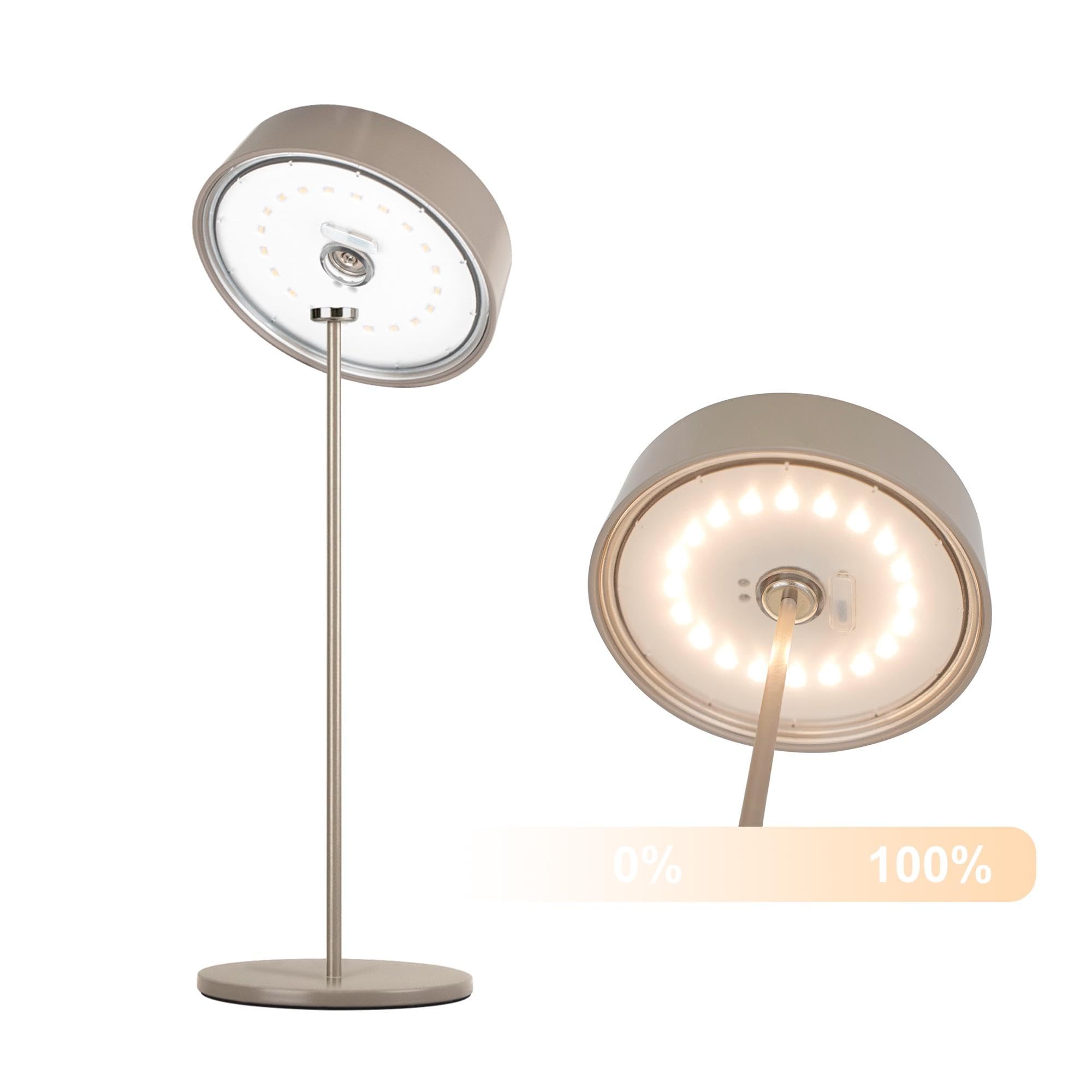Palmina 901,lampade da tavolo senza fili,lampade da tavolo ricaricabili E Dimmerabile In Alluminio,abat jour senza fili 4400mah,Protezione IP54,luce da tavolo esterno/Interno/Khaki