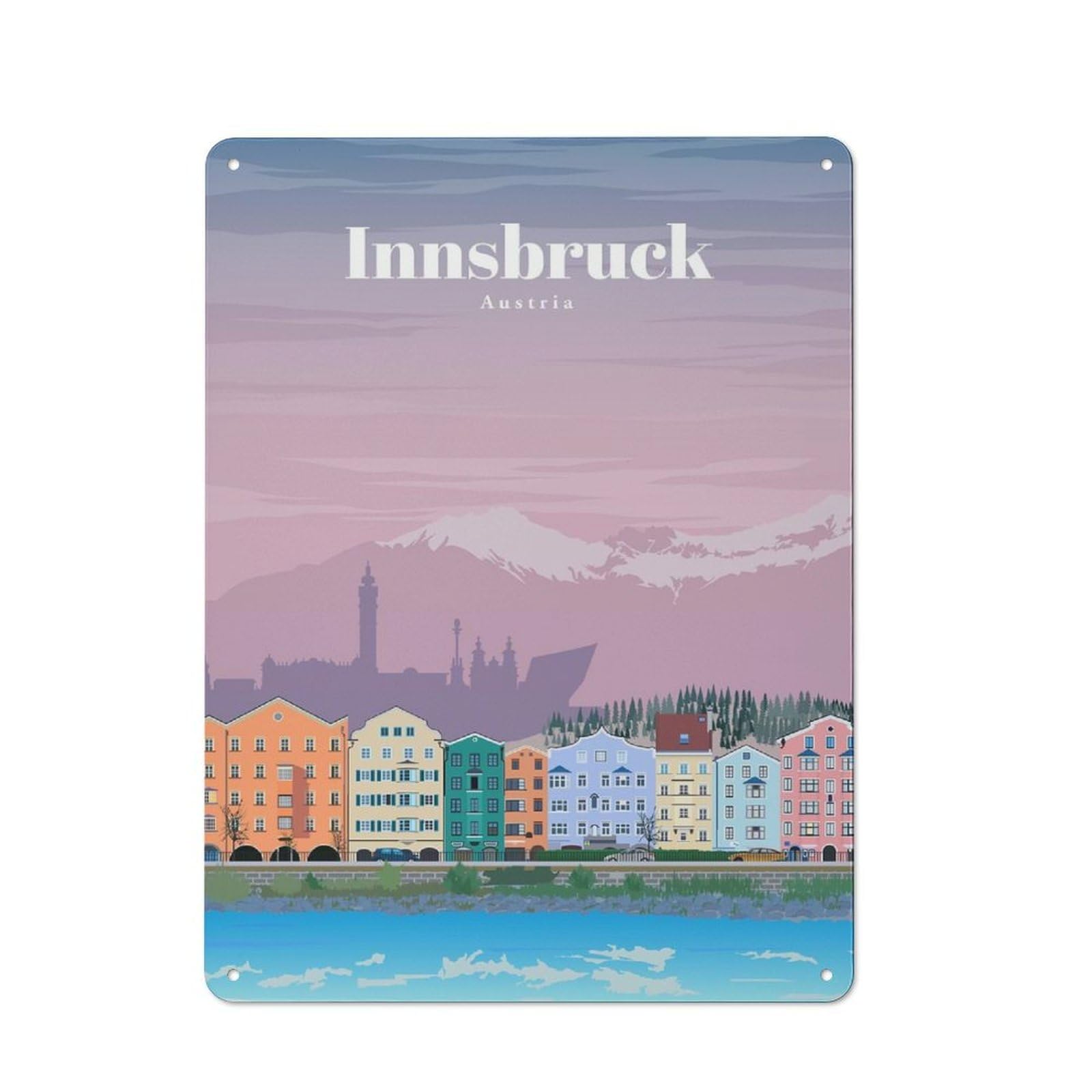 Junmoney Travel To Innsbruck Printed Metal Sign 40X30cm For Man Cave Or Games Room, Suited To Games Room Collectors